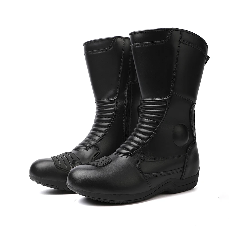 Motorcycle Boots Men Classic Motocross Boots with Reinforced Heel Toe Counter Waterproof Tall Motorcycle Touring Boot Botas Moto