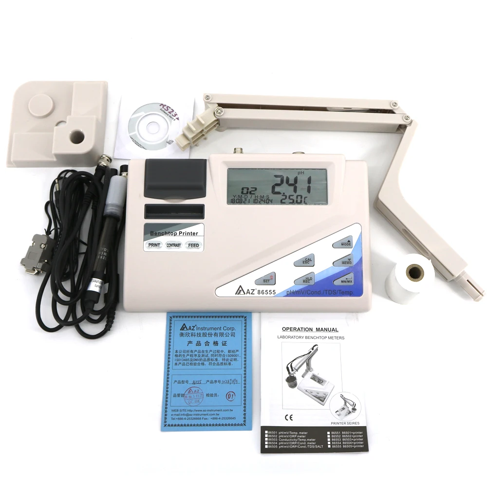 

AZ86555 Bench Top Water Quality Meter PH/ORP/Cond./TDS/Salinity With Printer and RS232