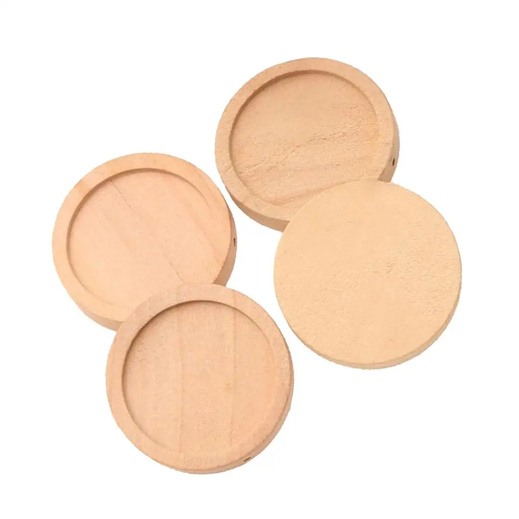 20x Natural 30mm Wooden Cabochon Setting Base Tray for DIY Necklace