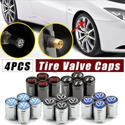 4PCS Car Wheel Tire Valves Tyre Stem Air Caps for Volkswagen Touran Polo Tiguan Passat Jetta GTI R Line Golf Beetle Caddy Vento