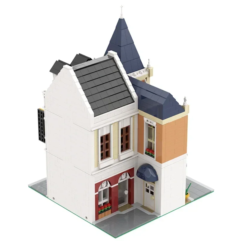 Moc Building Blocks Street View สถานีวิทยุและ Music Store การวิเคราะห์อิฐ DIY ประกอบของเล่นก่อสร้างสําหรับวันหยุดของขวัญ