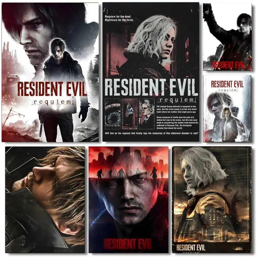 R-Resident Evil 9 Requiem Re9 Poster Prints Poster Wall Painting Bedroom Living Room Wall Bar Restaurant Sticker