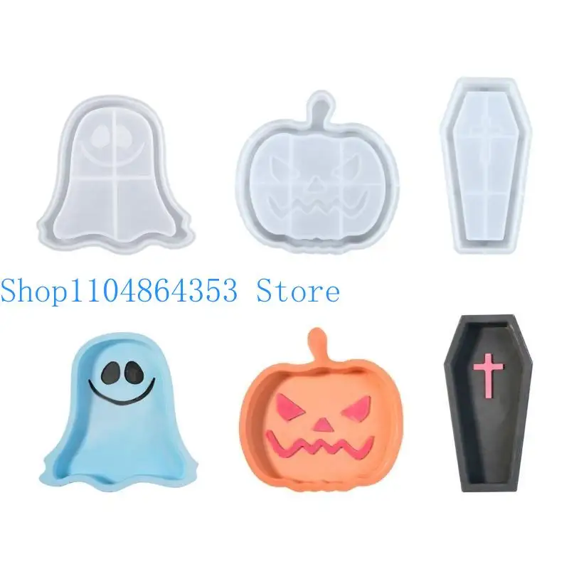 652F Silicone Mold Tray Nonstick Resin Crafting Moulds Halloween Series Plate Moulds Home Decors Molds Silicone Texture