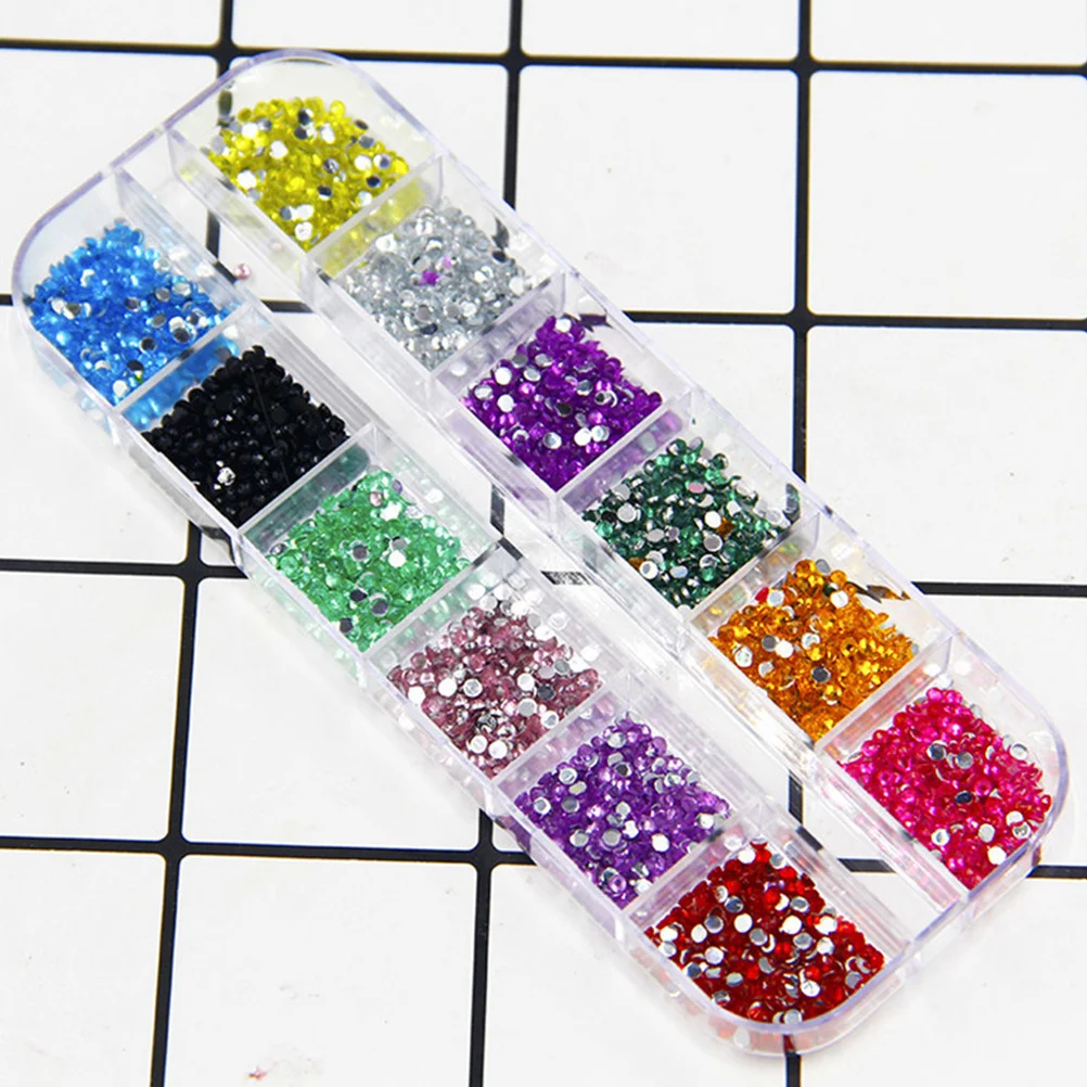 2000Pcs Nail Decoration Rhinestones 12 Colors Diverse Shapes Patterns DIY Nail Art Sparkling Glitter Stickers Home Phone Glass