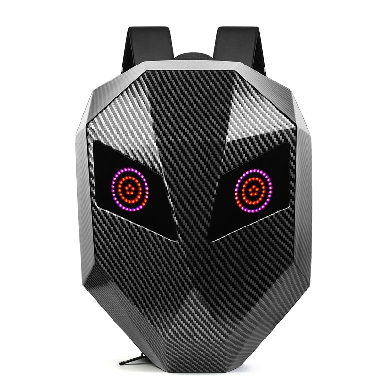 Iron Man Style Double-Shoulder Computer Backpack, Motorcycle Helmet Storage Bag, Expandable Capacity, Pc Hard Shell with Light-Up Feature for Safe Riding, No Need for Built-In App to Play Videos image 3