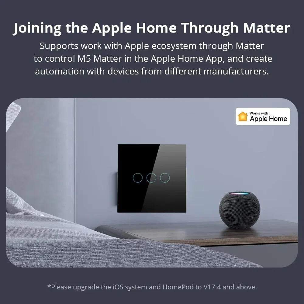 Melery Matter Thread Light Wall Switch WiFi Smart Touch Sensor Remote Control ,Alexa Homekit SmartThings Google Home Siri Alexa