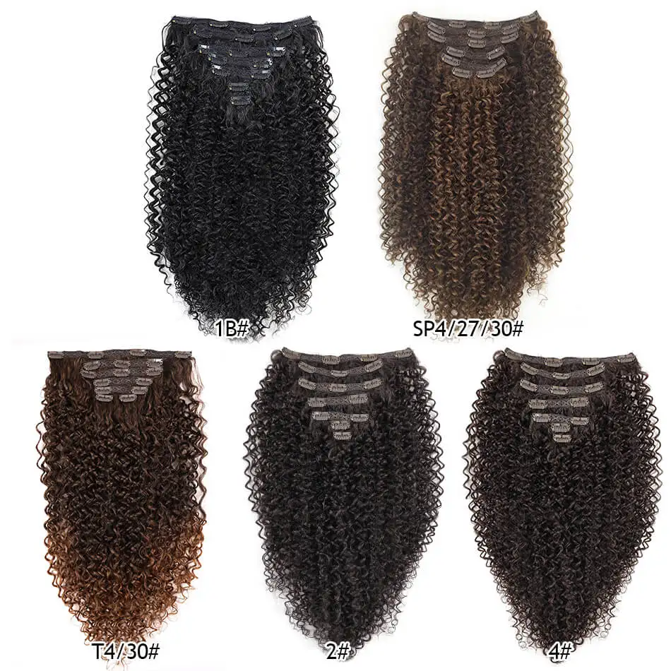 Extensiones de Cabello con Clip Rizado Kinky Sintético de 26 Pulgadas 7 Piezas por Set Doble Weft Fibra Resistente al Calor Japonesa 2