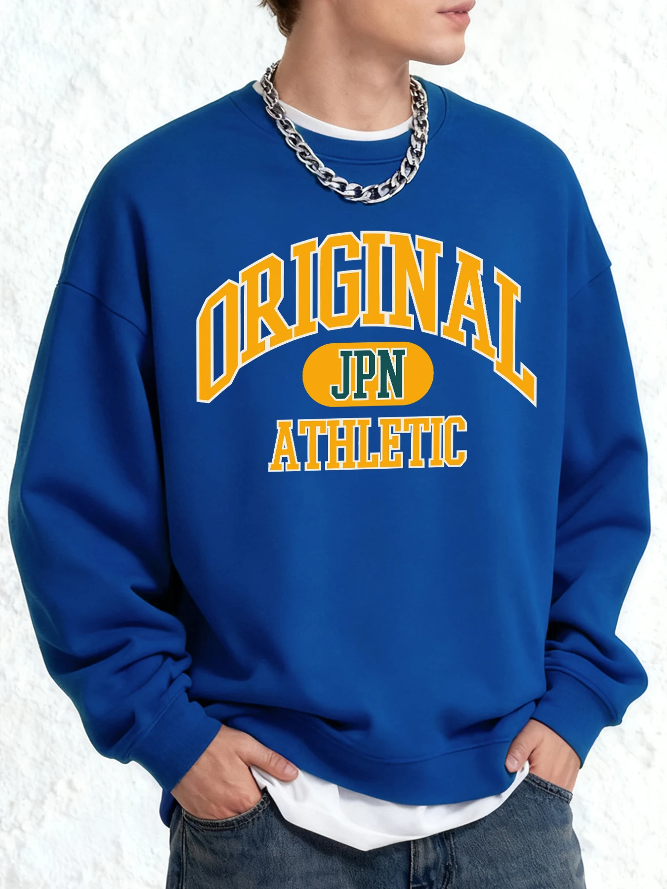 Jpn Original Athletic Sports Prints Sweatshirt Herren Oversize Pullover Herbst Warme Mode Langarm Weiche All-Match Streetwear