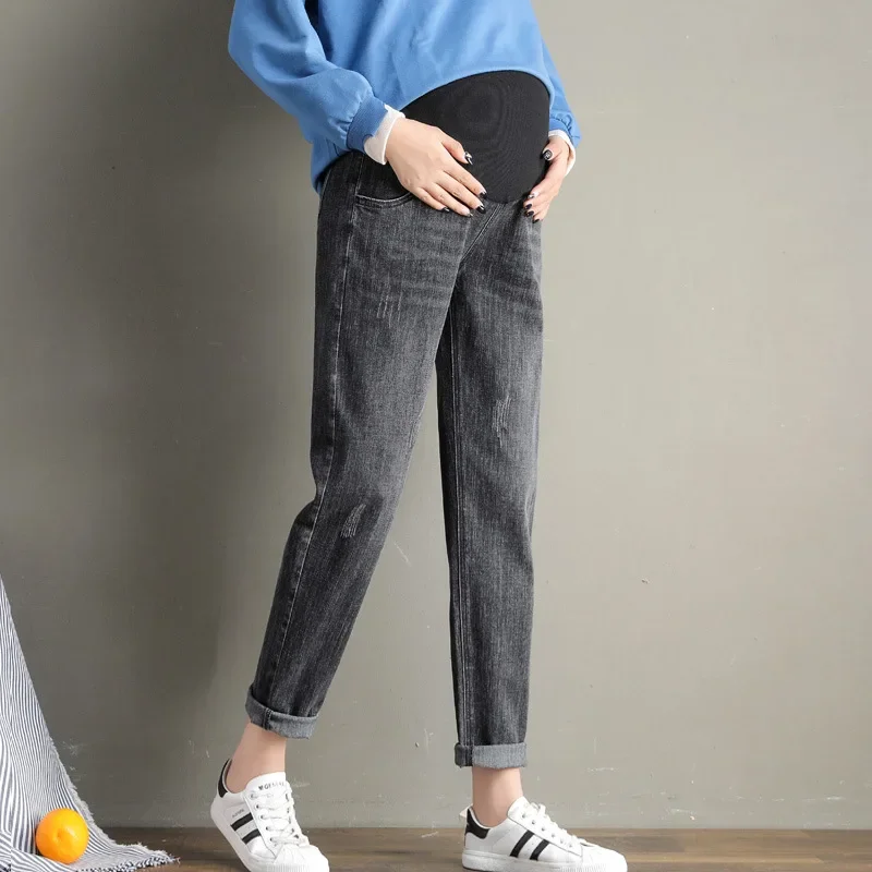 Pregnancy Abdominal Pants Boyfriend Jeans Maternity Pants For Pregnant Women Clothes High Waist Trousers Loose Denim Jeans