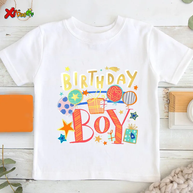 Summer Kids BIRTHDAY BOY Short Sleeve T-shirt 2022 Boys T-shirt Girls Birthday Print Graphic T Shirts Kids Clothes 2-10 Year