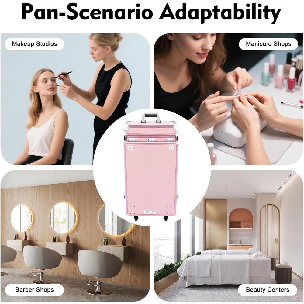 طاولة مانيكير دوارة محمولة لتعليم الأظافر مع صوت، طاولة تزيين احترافية لتخزين المكياج