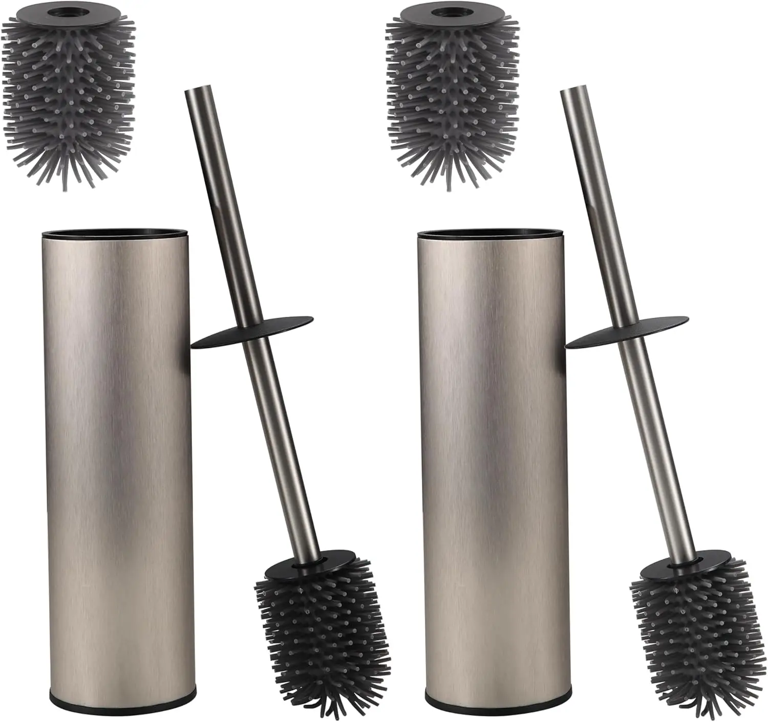 

Stainless Steel Toilet Brush and Holder Set, 2-Pack Brushed Nickel for Bathroom Cleaning