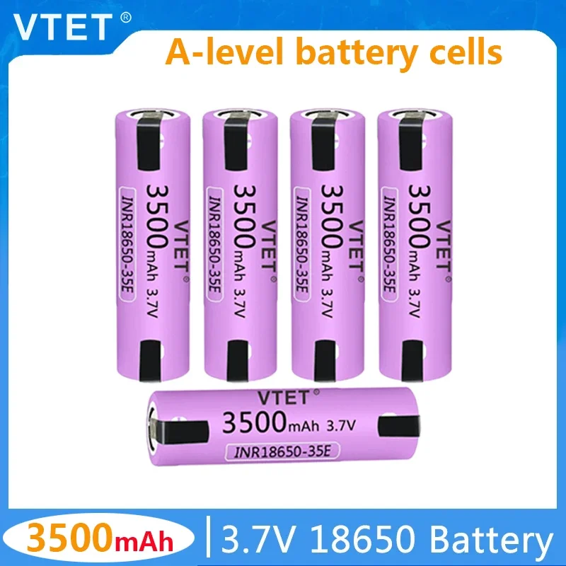 VTET 2025 New 35E 18650 3500mah High Power Discharge Chargeable Battery High Power Discharge, 30a High Current + DIY Nickel
