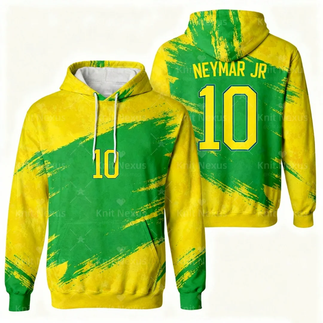 Neymar von Brazil Fußball-Sweatshirt Nr. 10 3D-Druck Herbstmode Sweatshirts Y2K Kinder Hoodies Herren- und Damen-Hoodies
