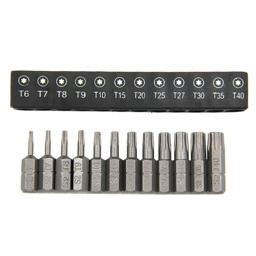 Robust For Torx Screwdriver Bits Set 12pcs Sizes T6 T40 Featuring a Convenient 1/4 Inch Hex Shank for Easy Use