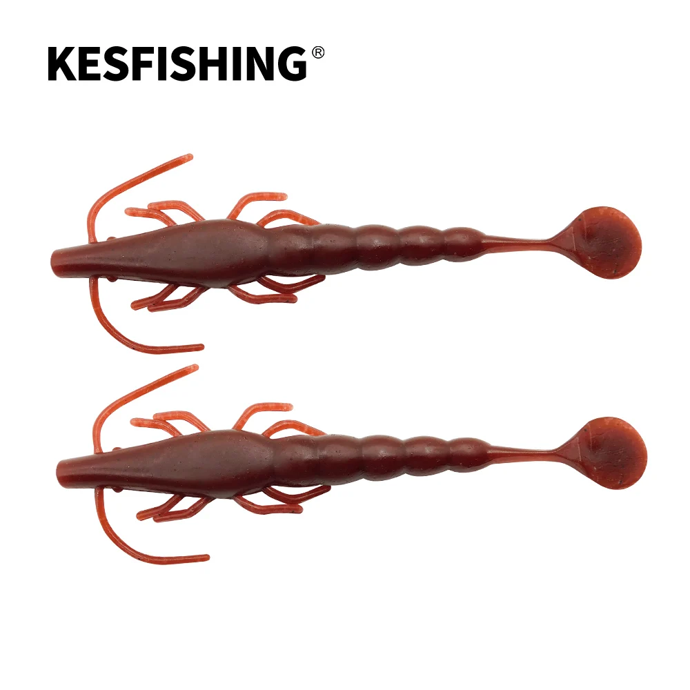 

KESFISHING New Soft Lures Shrimp Shad 100mm 6pcs Leurre Souple Quality Fishing Tackle Silicone Bait Swimbait