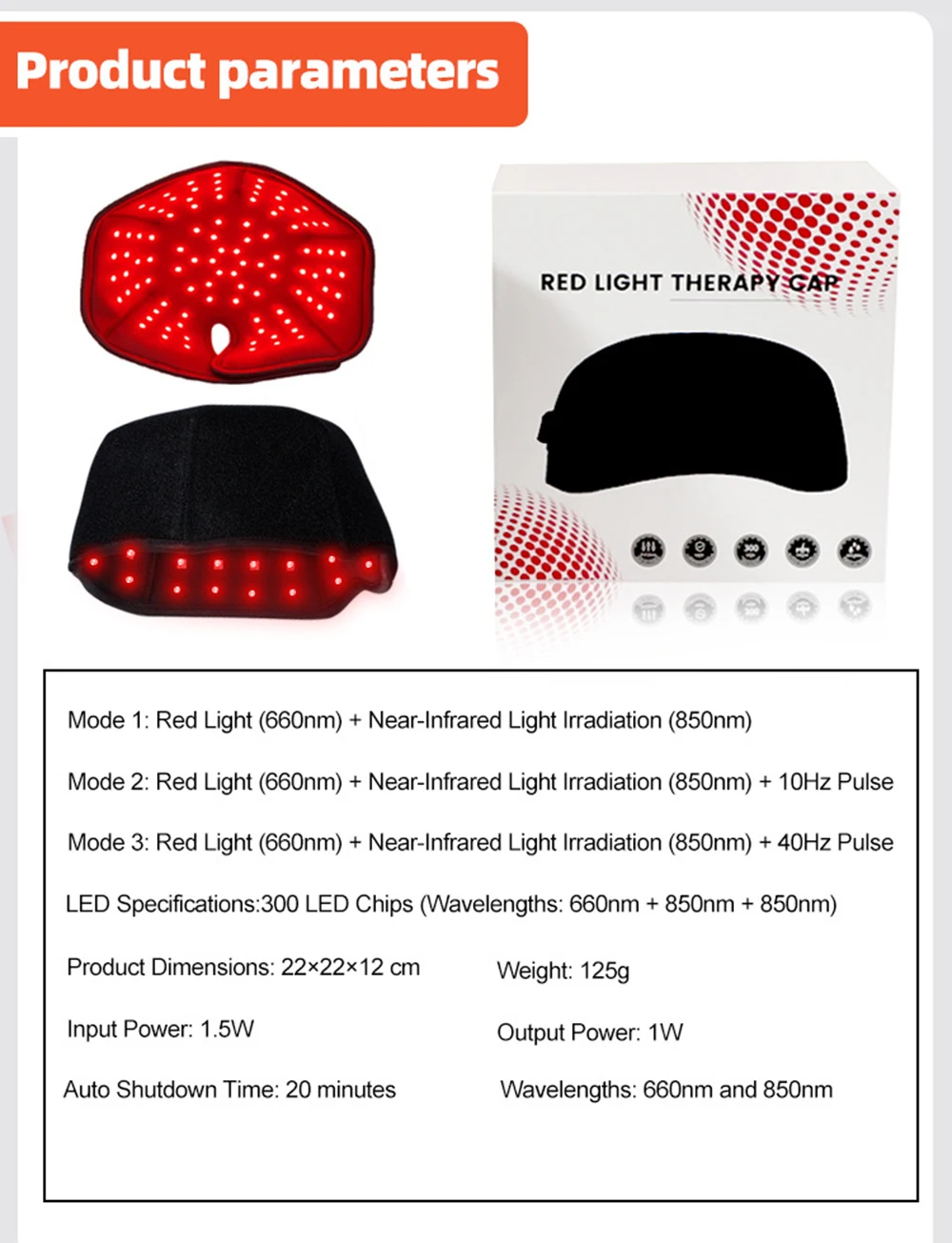 300 Stück Strahlentherapie-Haarkappe 650nm 850nm Rotlicht Nahinfrarot 100 LED-Licht-Hut gegen Haarausfall Entspannende Kopfhautmassage-Gerät – Detail 17