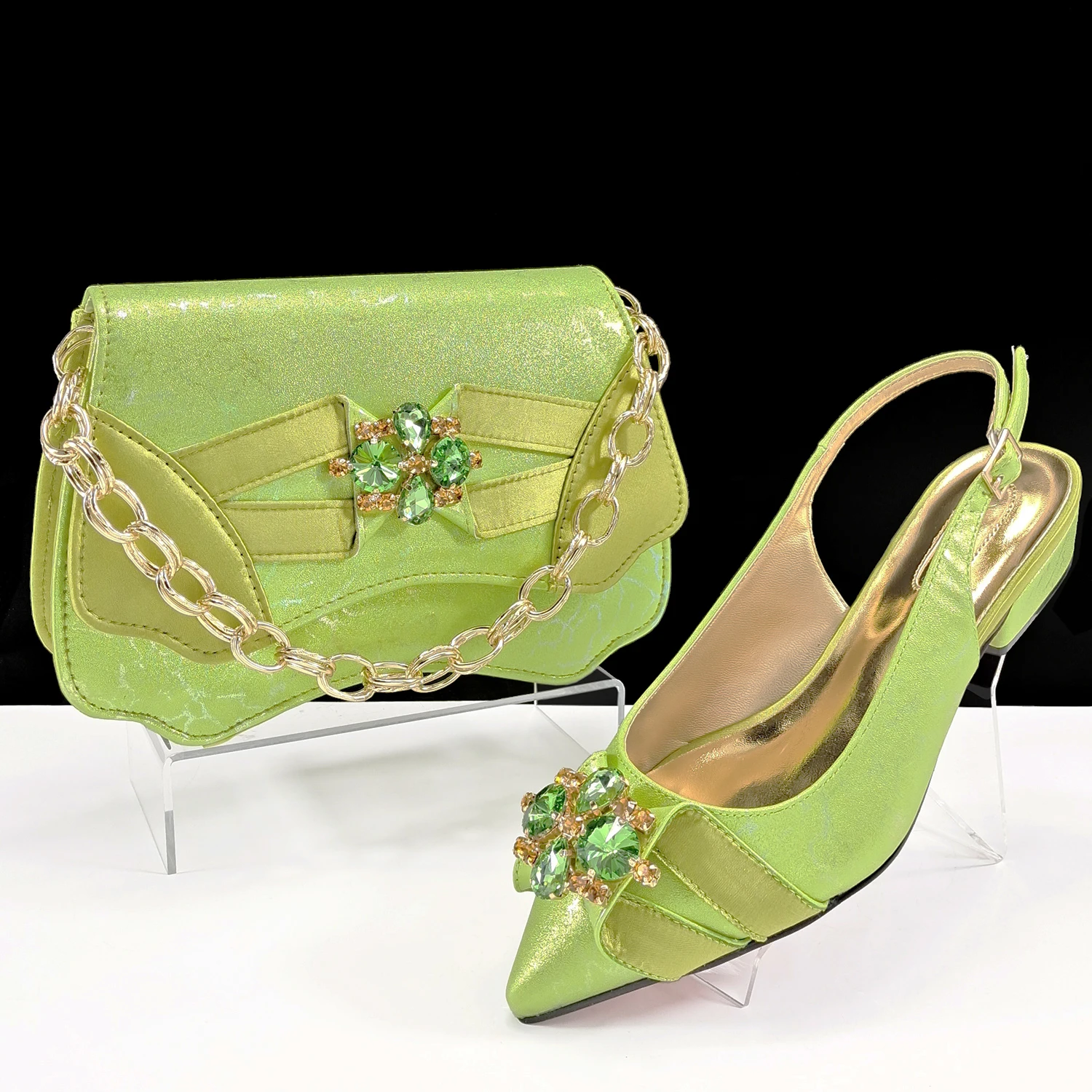 

doershow nice African Shoes And Bag Matching Set With GREEN Hot Selling Women Italian Shoes And Bag Set For Wedding BNM1-18