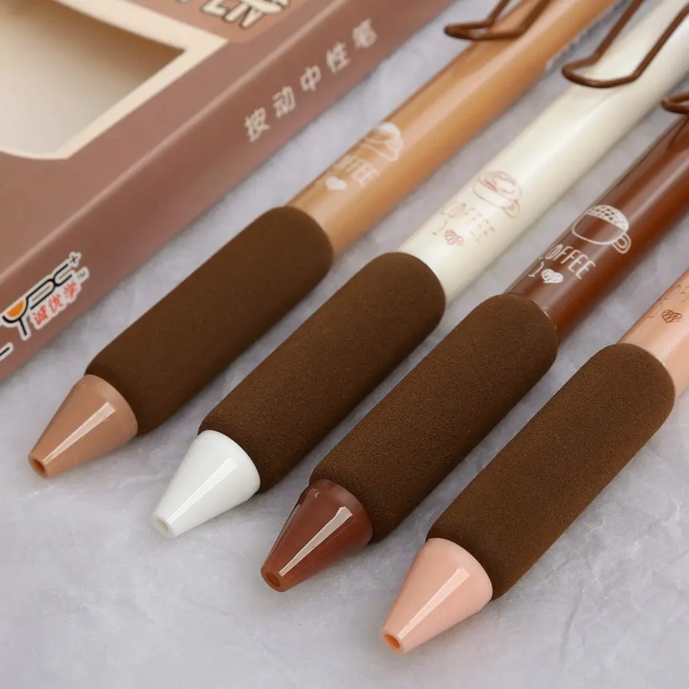 

4PCS Cute Black Color Ink 0.5mm For Writing Ballpoint Pen Soft Bread Touch Gel Pen Neutral Pen