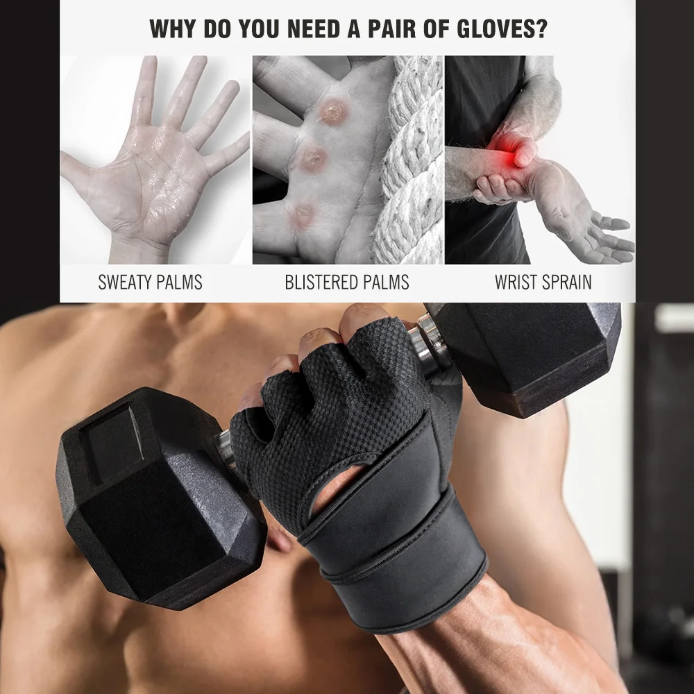 Gym Gloves Fitness Weight Lifting Body Building Training Sports Exercise Cycling Workout Anti-skid Half Finger Glove Men Women