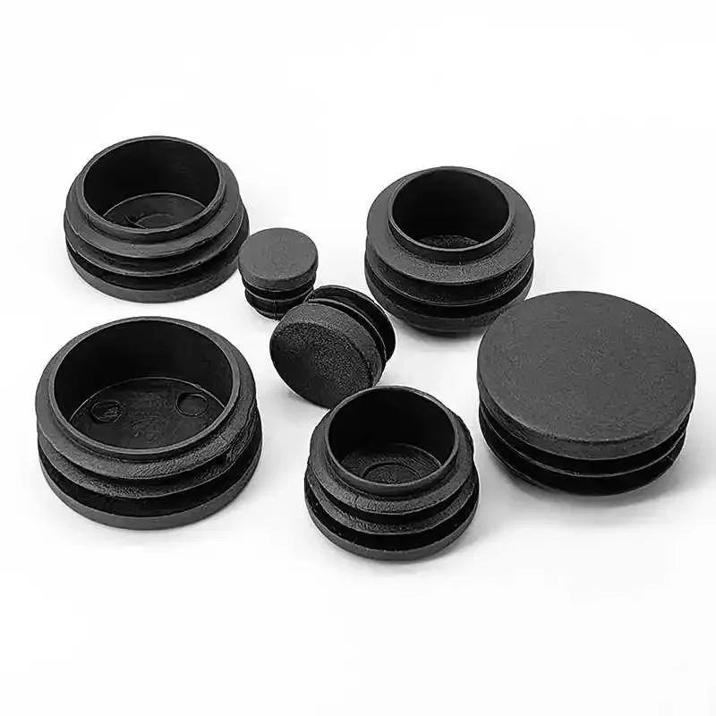 1/4/8/12/20Pcs Round PP Plastic Black Punched End Cap Furniture Leg Tube Insertion Plug 42mm-140mm Furniture Accessories
