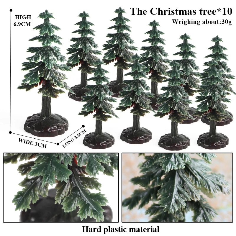 Mini Christmas Tree Cedar Cake Toppers Simulation Fox Deer Squirrel Bear Animals Model Home Decoration Accessory Kids Toys