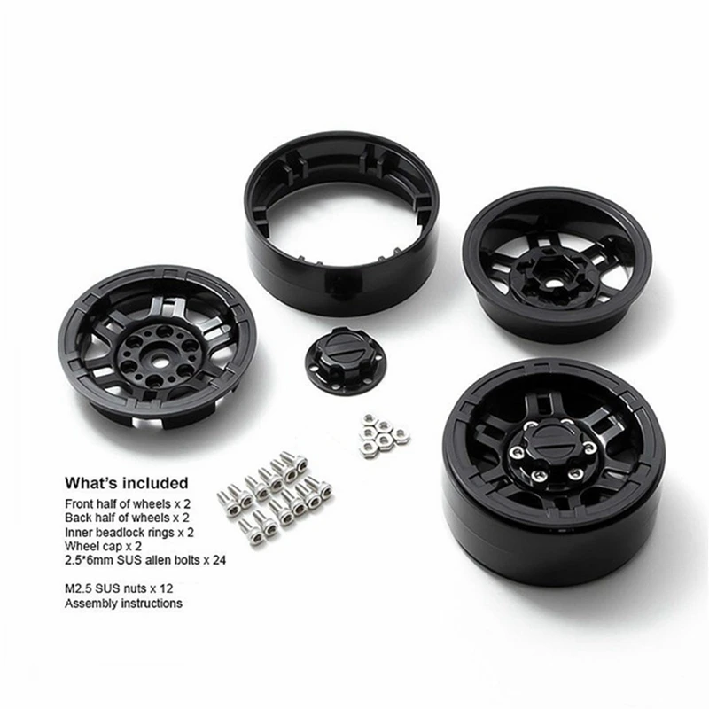 4PCS Plastic 1.9Inch Beadlock Wheel Hub Rim For 1/10 RC Crawler Axial SCX10 90046 AXI03007 Traxxas TRX4 Redcat MST Parts