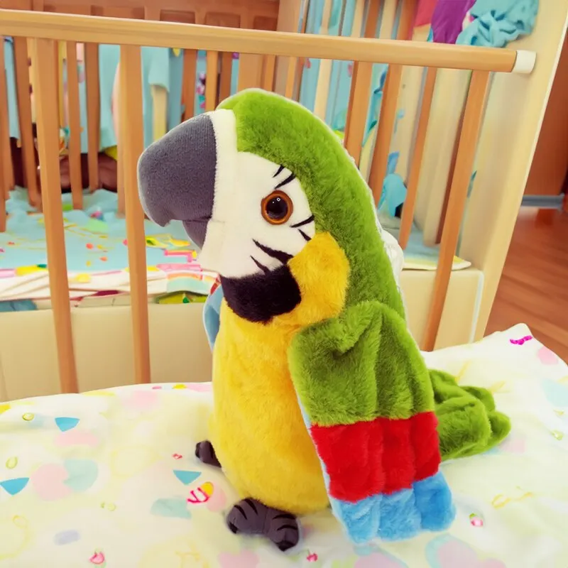 Colorful Chatty Parrot Interactive Recordable and Musical Toy That Flaps Wings and Teaches Kids to Speak