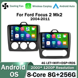 9 Inch Wireless CarPlay Android Auto Radio for Ford Focus 2 Mk2 2004 - 2011 Car Multimedia Video Stereo Player GPS WIFI