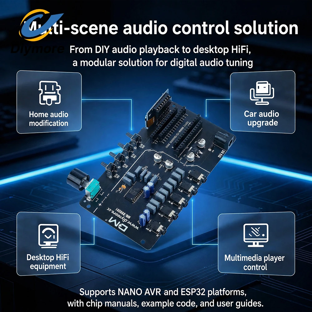 TDA7440D Digital Audio Preamplifier Controller I2C Volume Treble Bass Balance 4 Stereo Input For DIY Amplifier Car HiFi Sound