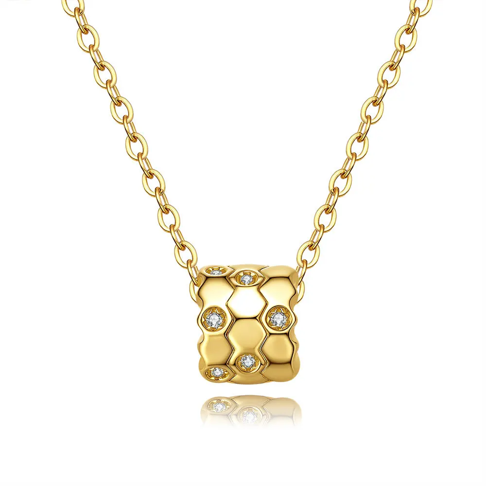 Light luxury PT950 white gold moissanite small savage waist necklace women mirror honeycomb light luxury niche collarbone set ch