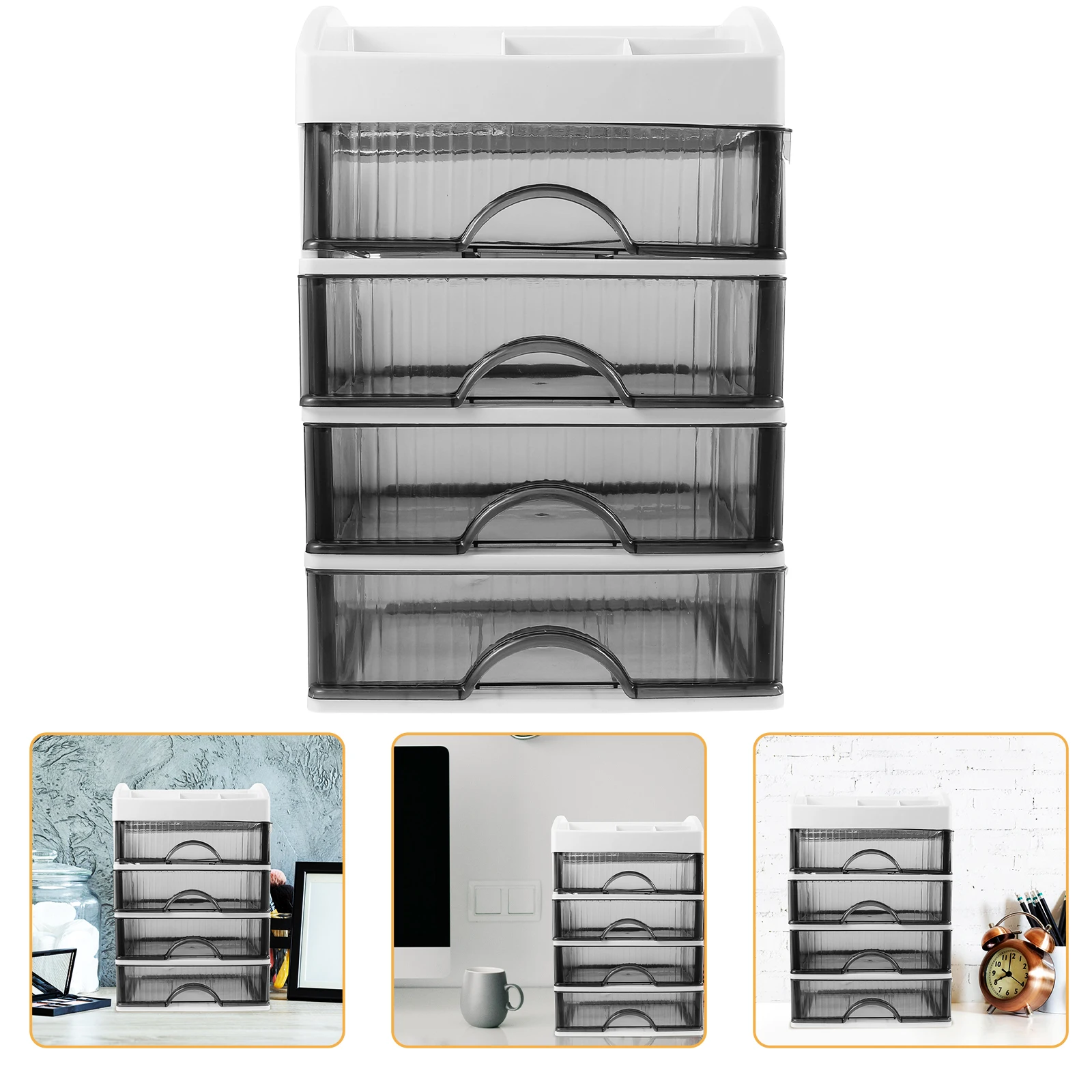 

Desktop Organizer Storage Drawer Plastic Countertop Office Stationery File Holder Multilayer Space Saving for Documents