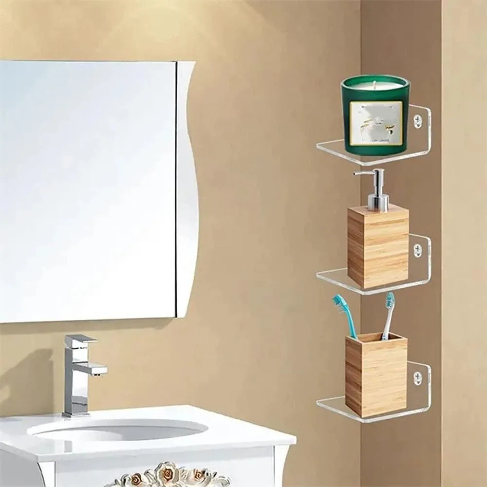 Transparent Design Transparent Wall Shelves Minimalist Acrylic Floating Shelves Small Size Decorative Decorative Wall Shelves