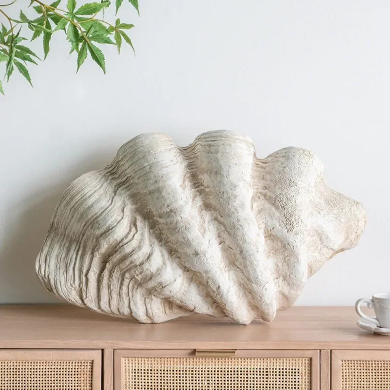 Resin Simulation Conch Sculpture Shell Ornament for Living Room Ocean Theme Model House Decorative Item
