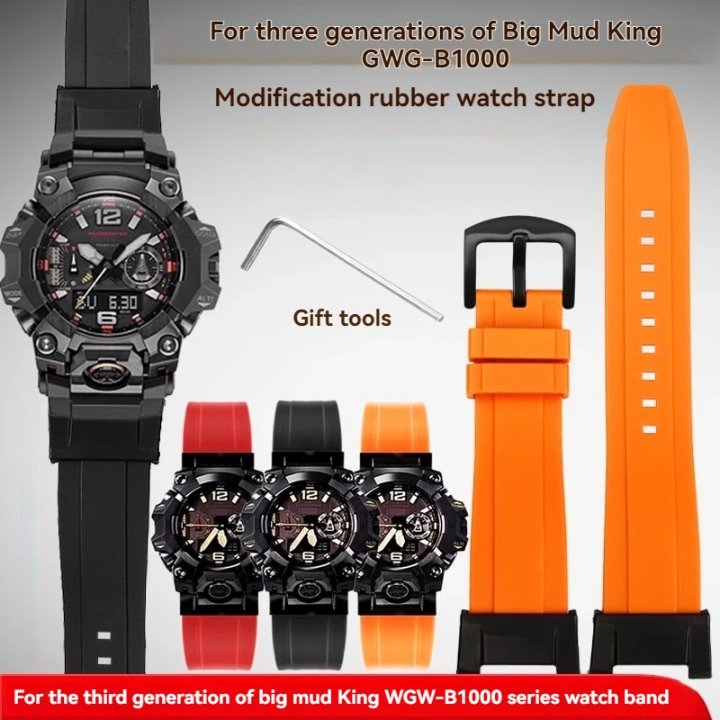 For Casio Big Mud King Third Generation GWG-B1000 GWG B1000 Series Modified Sports Rubber Watch Strap Wristband with Tools