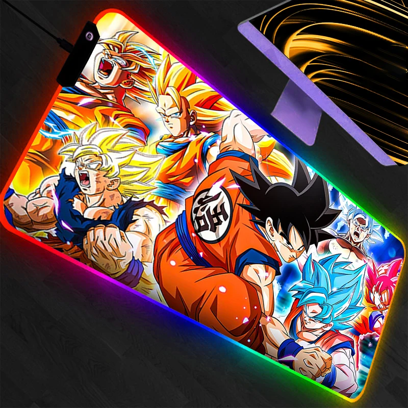 

RGB Mouse Pad Dragon Ball DBZ Anime Gaming Accessories LED Keyboard Desk Mat Gamer Carpet Mousepad Backlight Mouse Mats