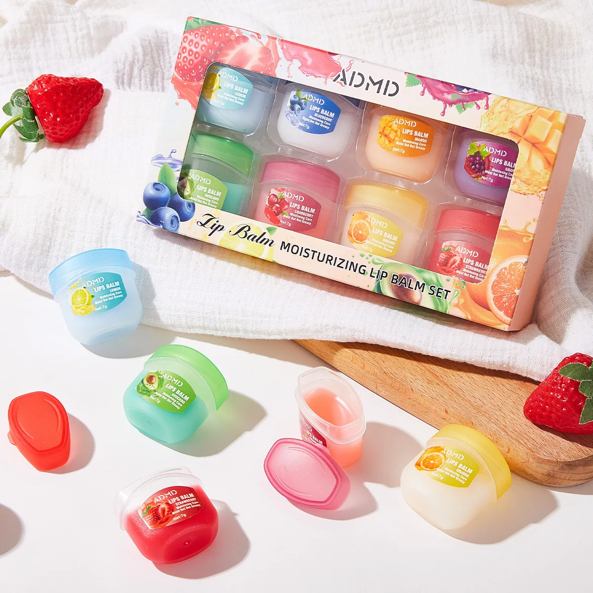 7g*8pcs Fruit Flavor Lip Mask Set - Hydrating, Moisturizing & Nourishing Lip Care Kit
