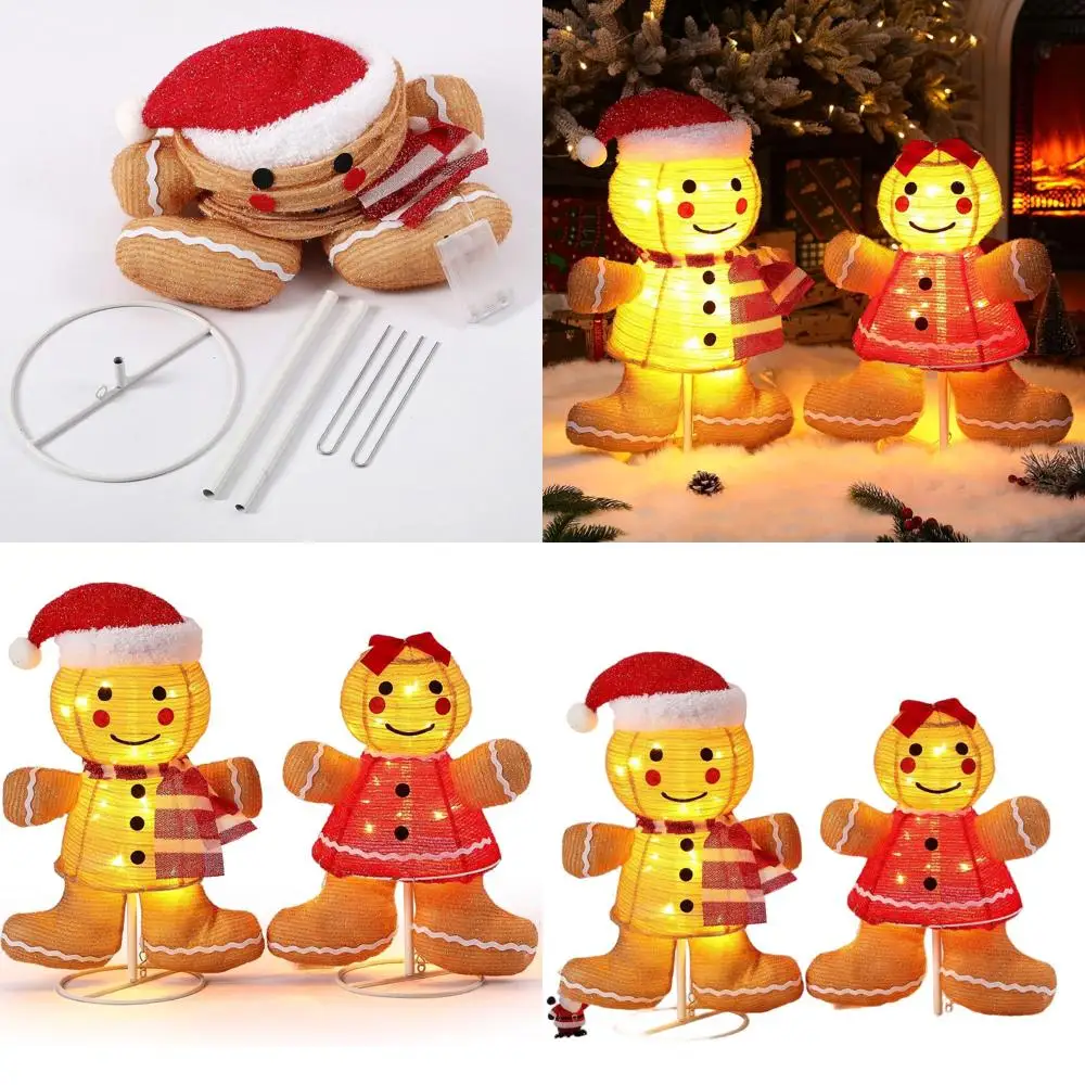 

Illuminated 3D Gingerbread Man Outdoor Christmas Decoration, Collapsible Pop-Up for Holiday Yard & Garden, Suitable for Indoor U