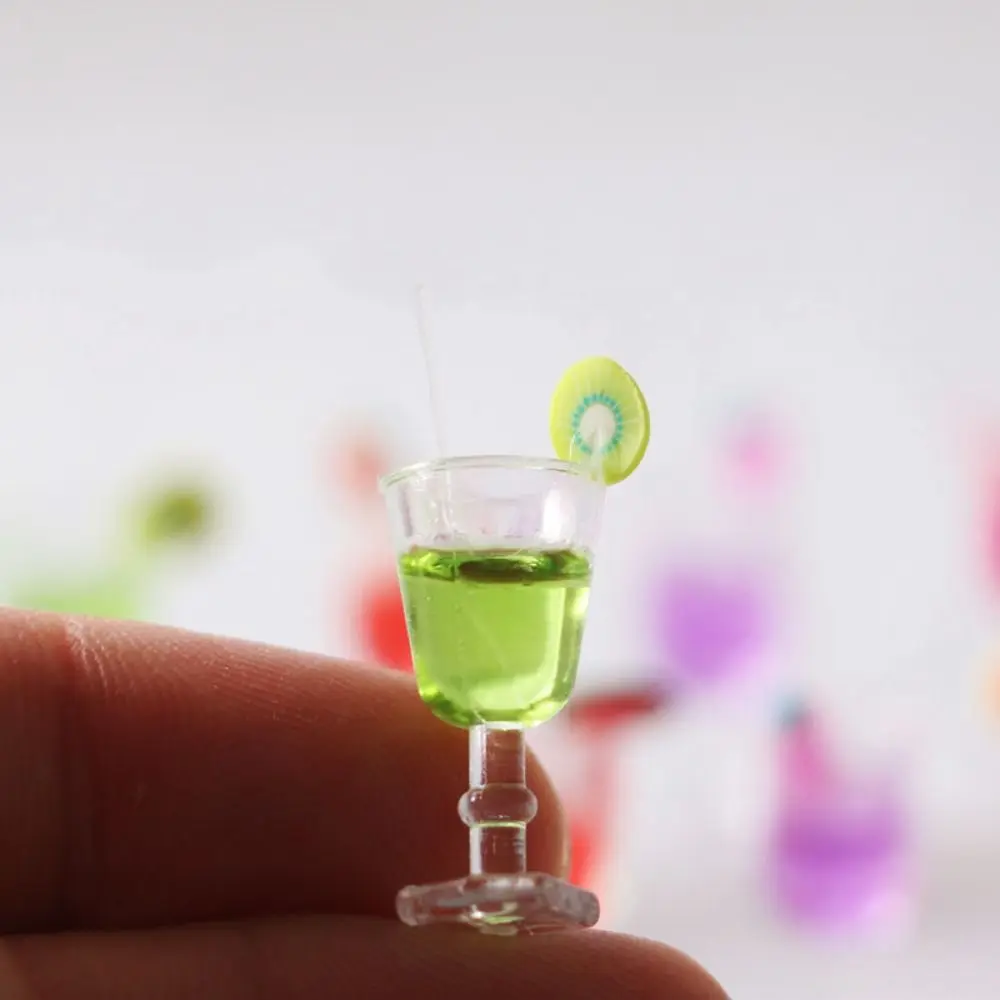 Trendy Colorful 1:12 Dollhouse Simulation Cocktail Glass Cup Fruit Fruit Juice Beverage Creative Dollhouse Accessories Girls