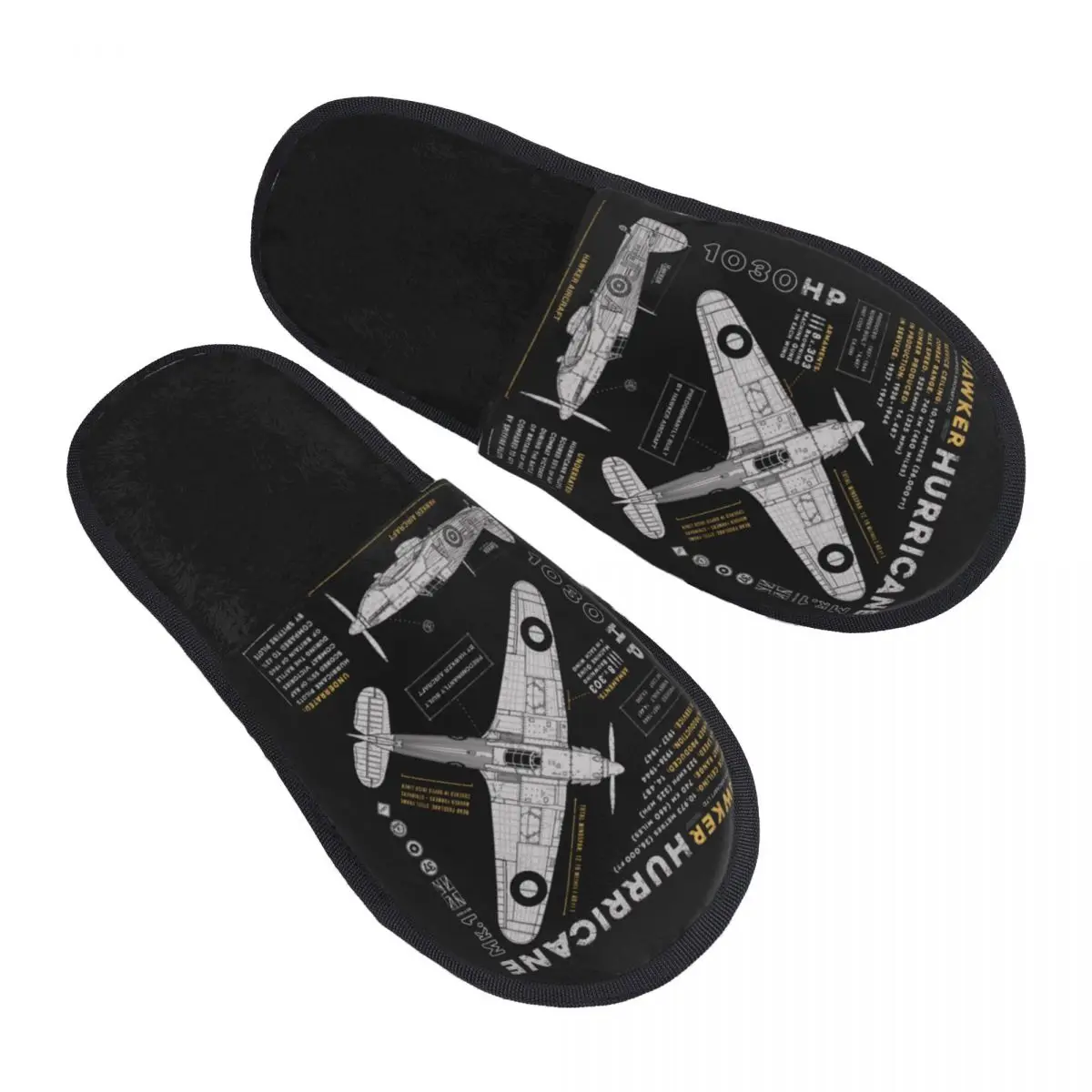 Custom Spitfire Hawker Hurricane Comfort Scuff With Memory Foam Slippers Women Fighter Plane WW2 War Pilot Aircraft Shoes