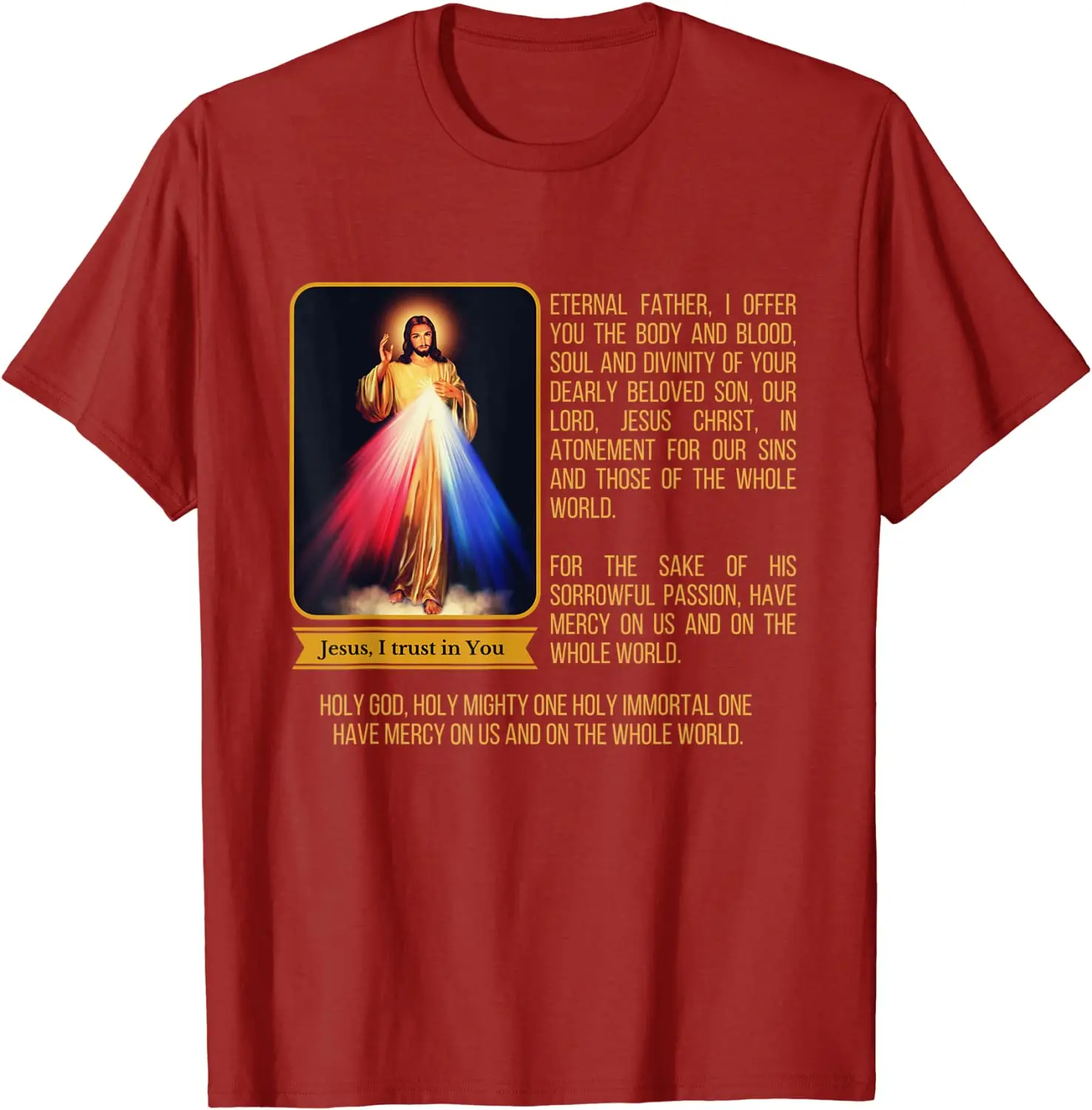 Divine Mercy Jesus Image Chaplet Prayer Catholic T-Shirt