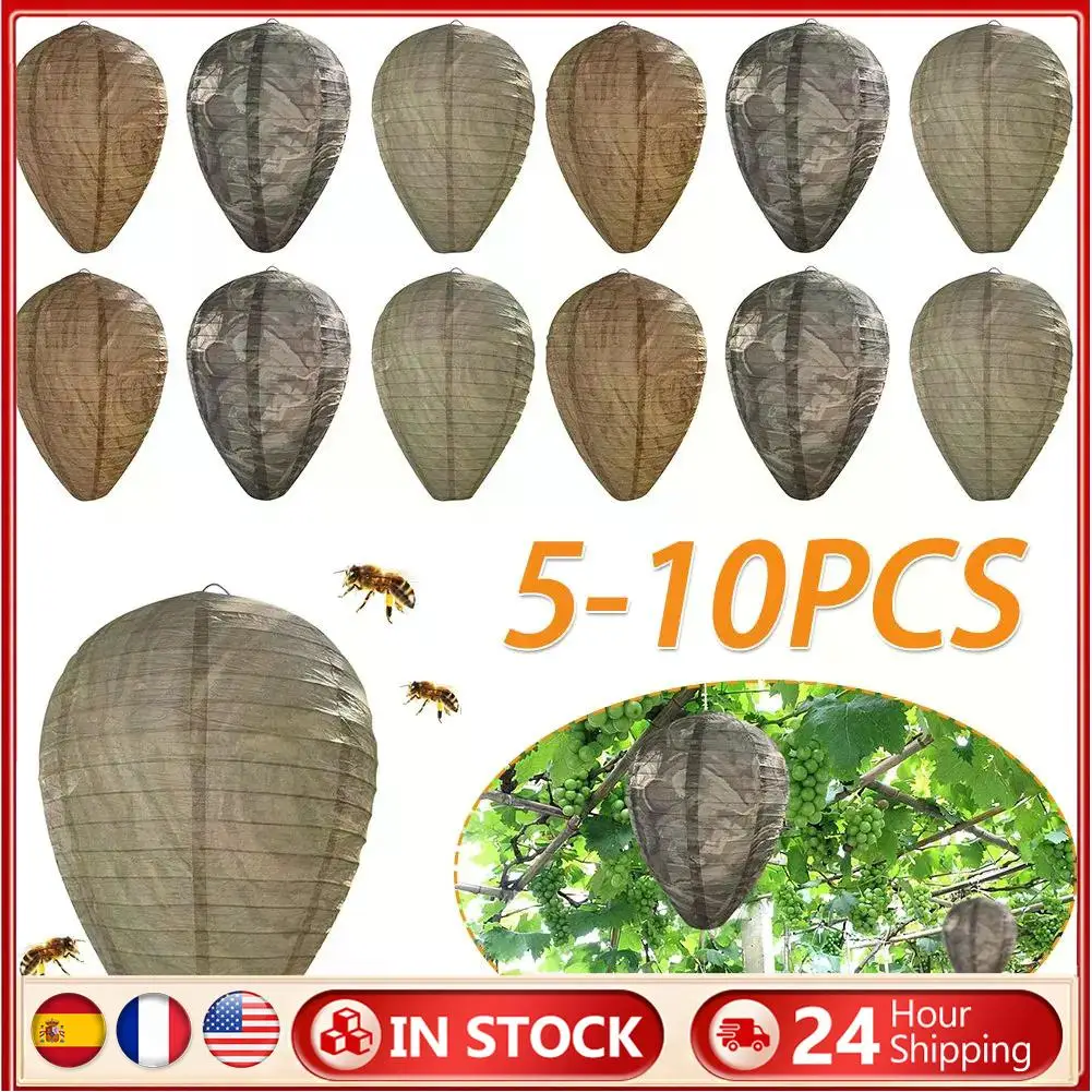 

5/10PCS Outdoor Hanging Wasp Nest Decoy Waterproof Fake Wasp Nest Decoy Nest Decor Plastic Insects Paper Drive Beehive Lantern