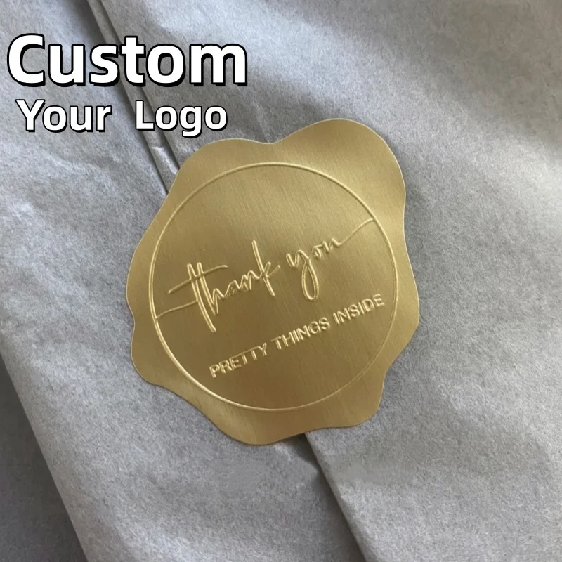 500PCS Embossed Stickers Custom Stickers Custom Logo Metallic gold silver Stickers Wedding Birthday Gift Personalized Stickers