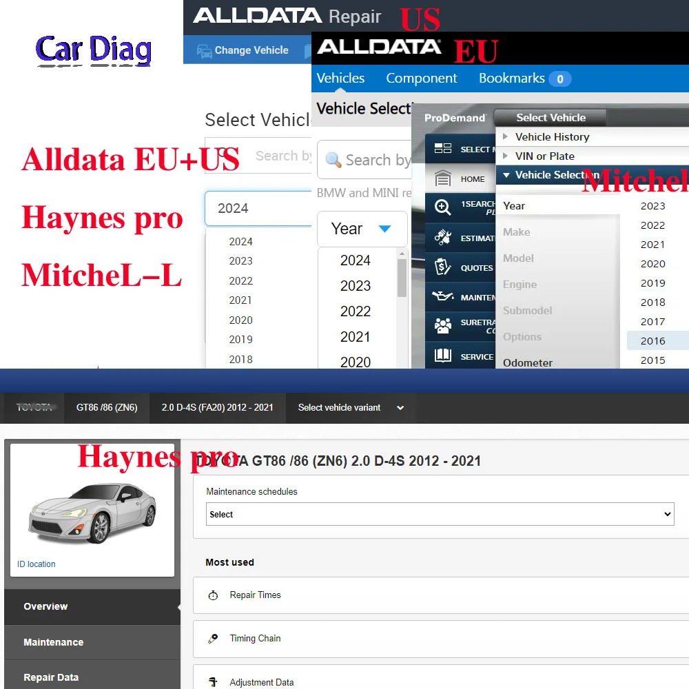 2024 Alldata Online Software Haynes Pro Workshop Car Repair Tools Auto Data Mitchel-l Workshop Support Phone Tablet Computer