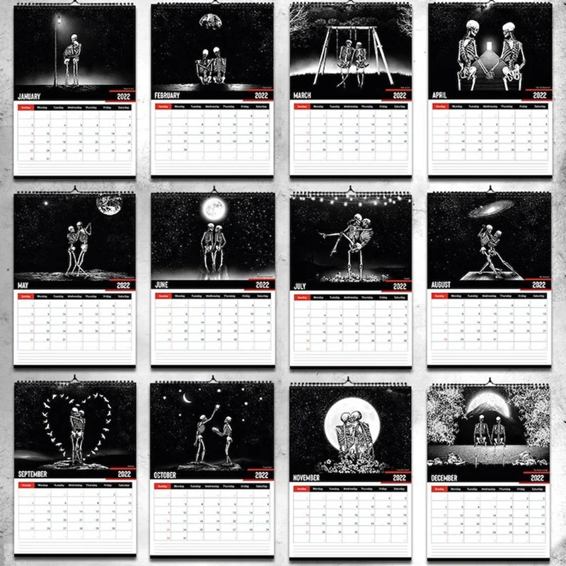 2022 Gothic Art Wall Calendar Featuring Home Living Room Decoration New Year Christmas Gifts