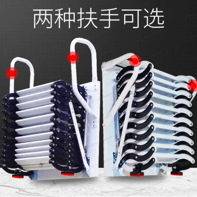 carbon steel Lift Ladders for Home Indoor Space-saving Attic Telescopic Staircase Outdoor Wall-mounted Telescopic Step Ladder