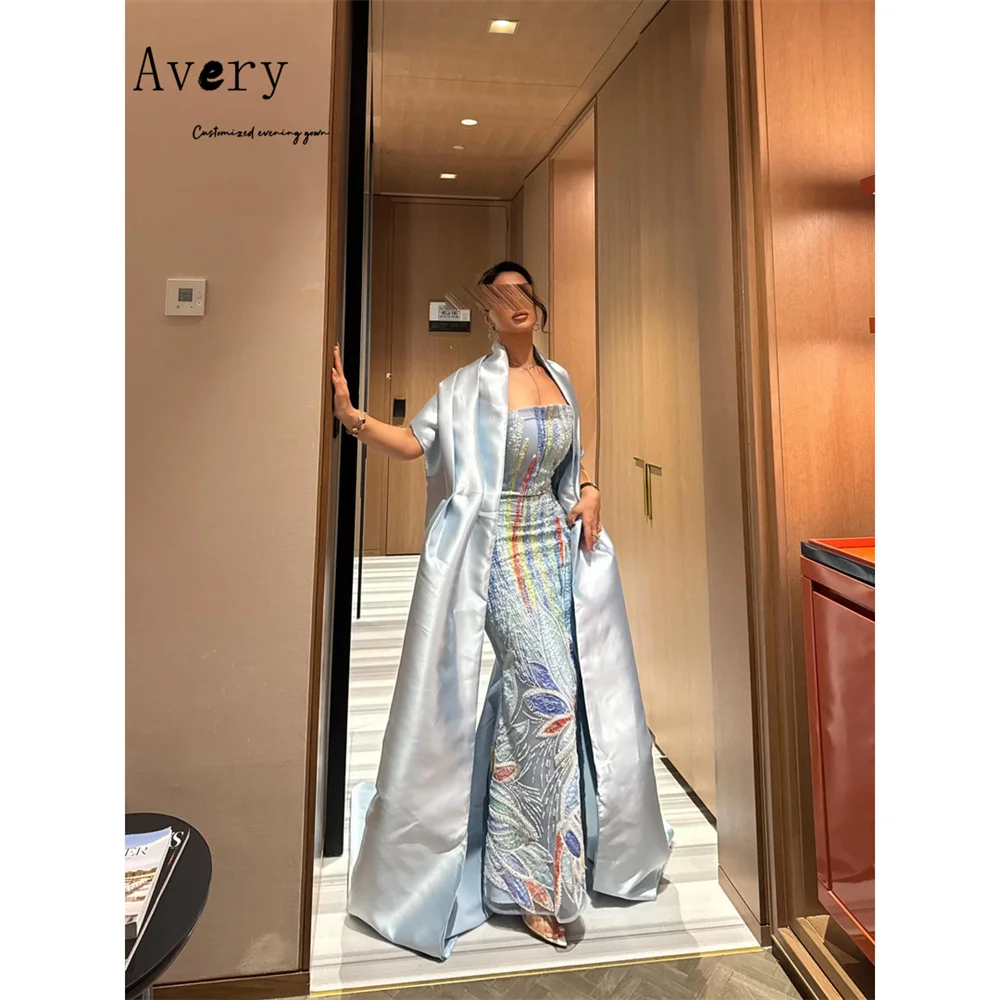 

Avery Custom Fishtail Tube Top Embroidery Sky Blue Evening Dresses Woman Elegant Party Dresses 2026 Luxury Evening Prom Dress