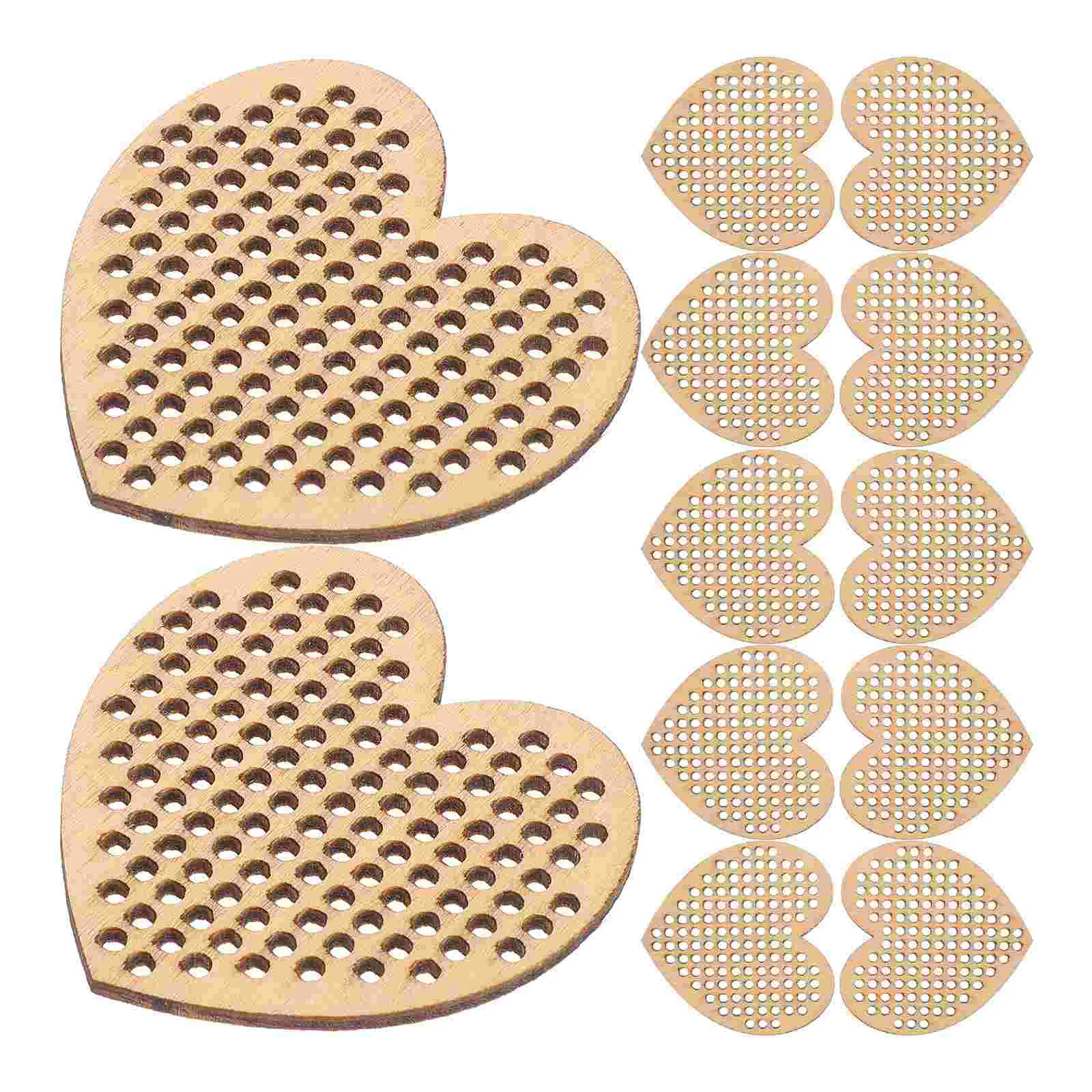 20pcs Heart Log Slices Shaped Wooden Hanging Tags Blank Hole Paved Cross Stitch Ornament Crafts for DIY Engraving