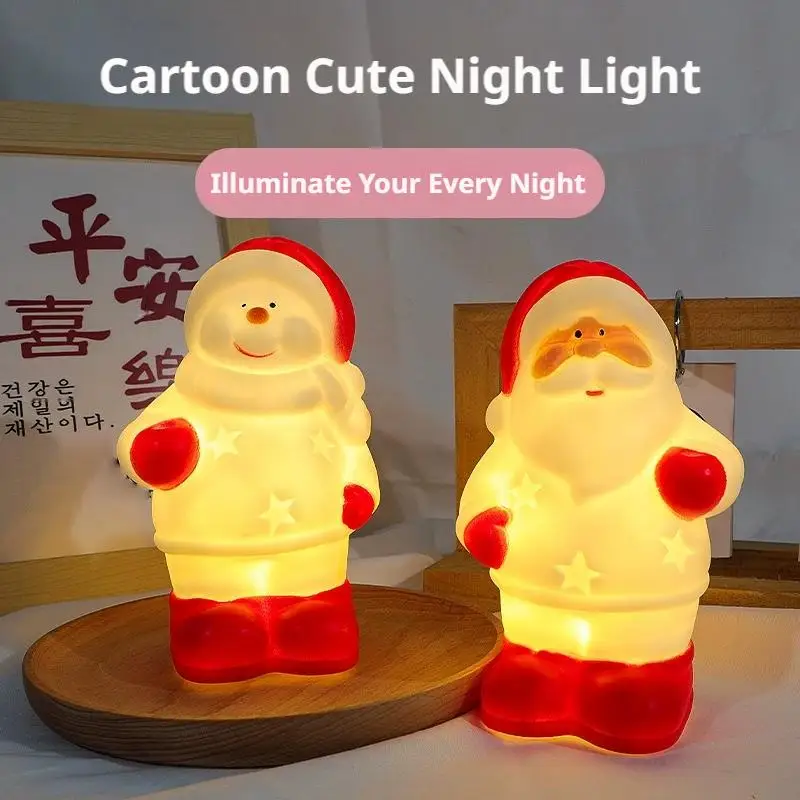Light Up Santa Claus Night Light Christmas Ornament Shatterproof Vinyl Santa Figurine Lamp Battery Operated Warm Glowing view 2