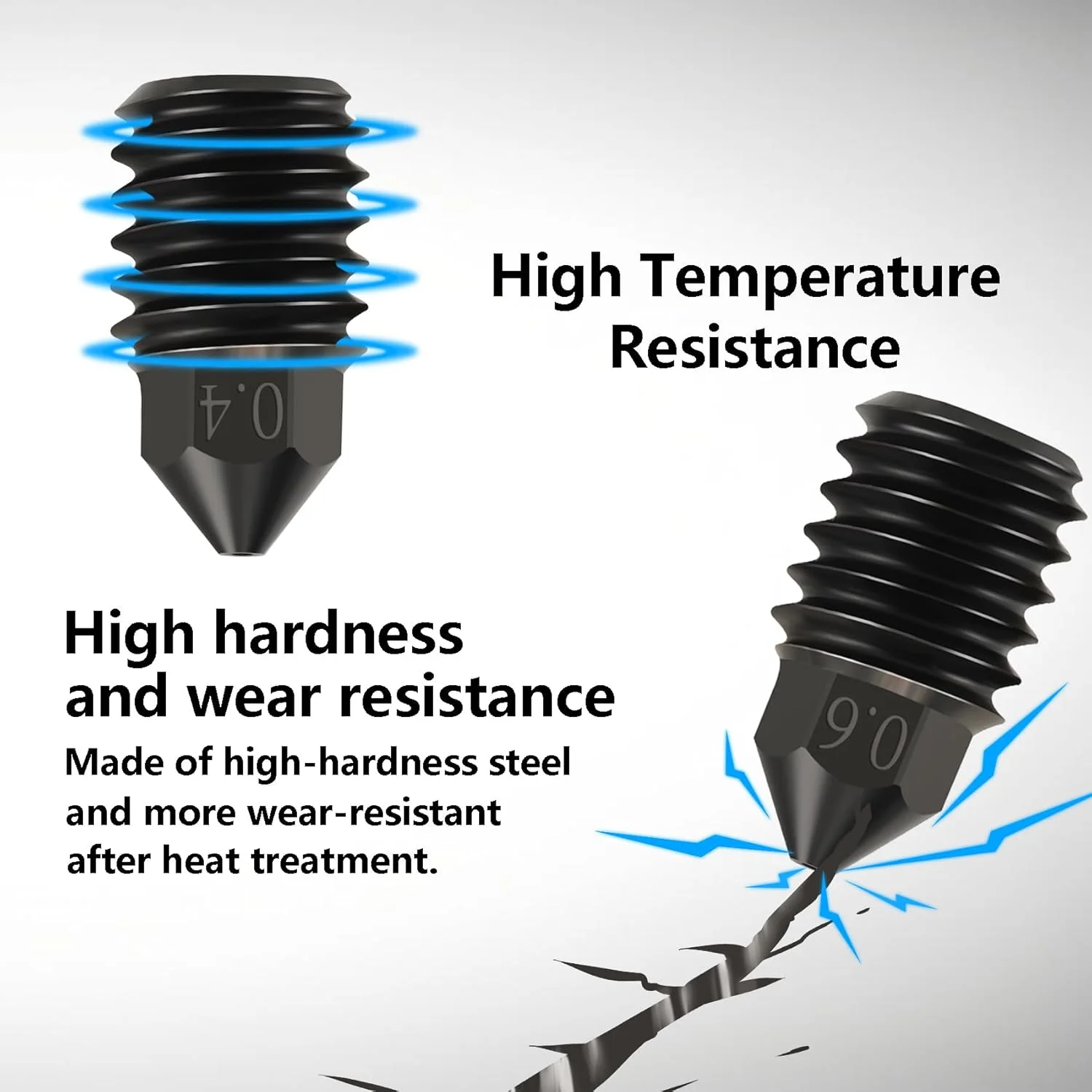 فوهات قابلة للفصل لملحقات الطابعة Bambu Lab X1/ X1C/ P1P/P1S 0.2 /0.4 /0.6/ 0.8 مم لملحقات الطابعة ثلاثية الأبعاد Bambu P1